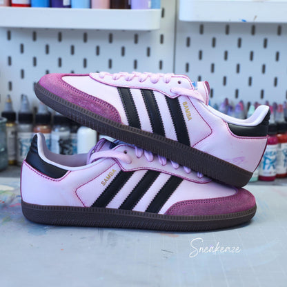 Dip Dye rose - Adidas Samba OG Custom baskets hype dyed teint à la main pastel sneakeaze customs