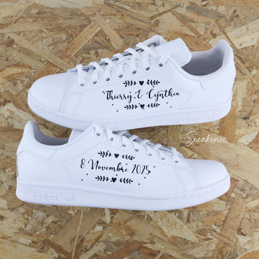 baskets Adidas stan smith custom mariage mr & mrs wedding sneakeaze customs skz