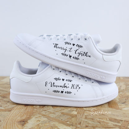 baskets Adidas stan smith custom mariage mr & mrs wedding sneakeaze customs skz