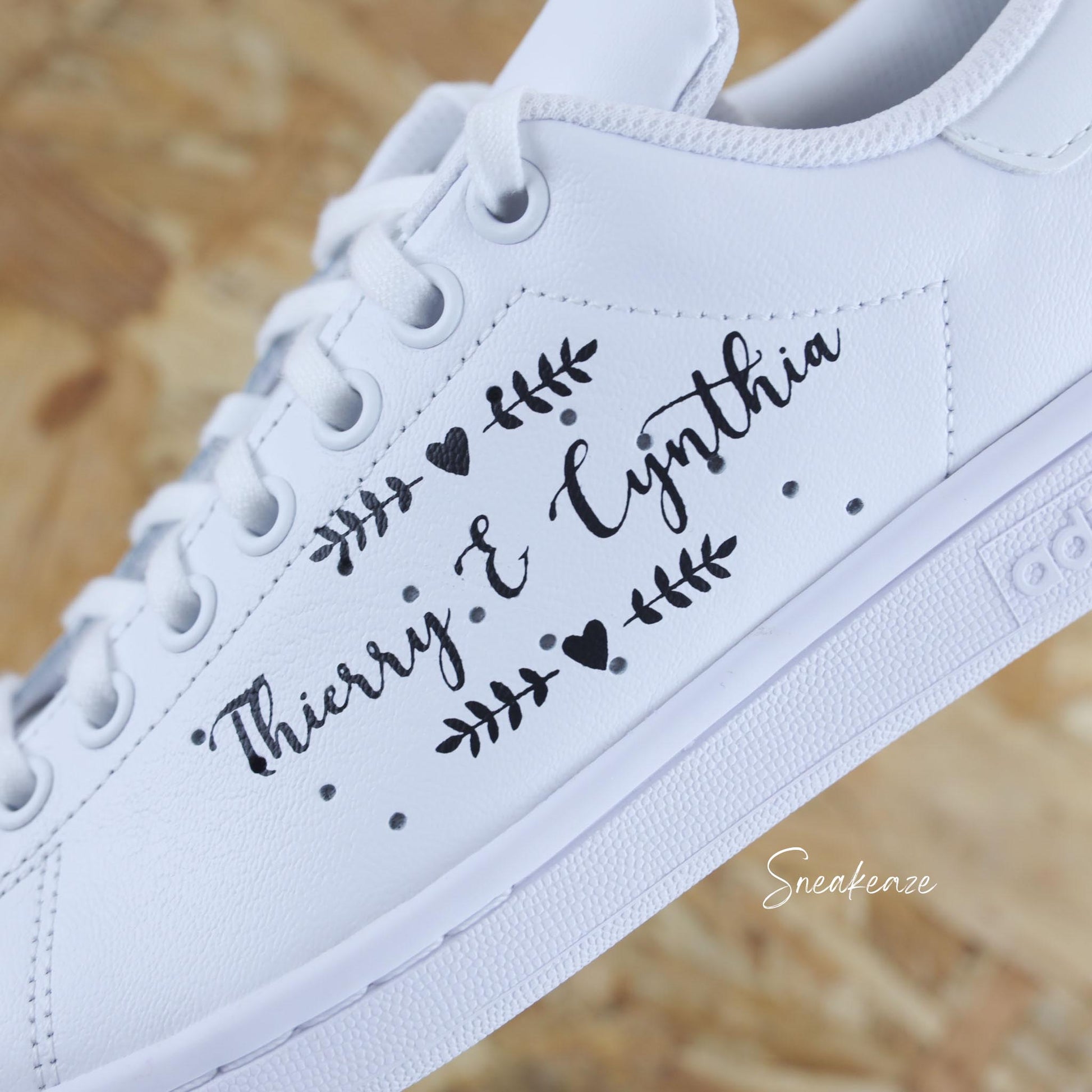 baskets Adidas stan smith custom mariage mr & mrs wedding sneakeaze customs skz