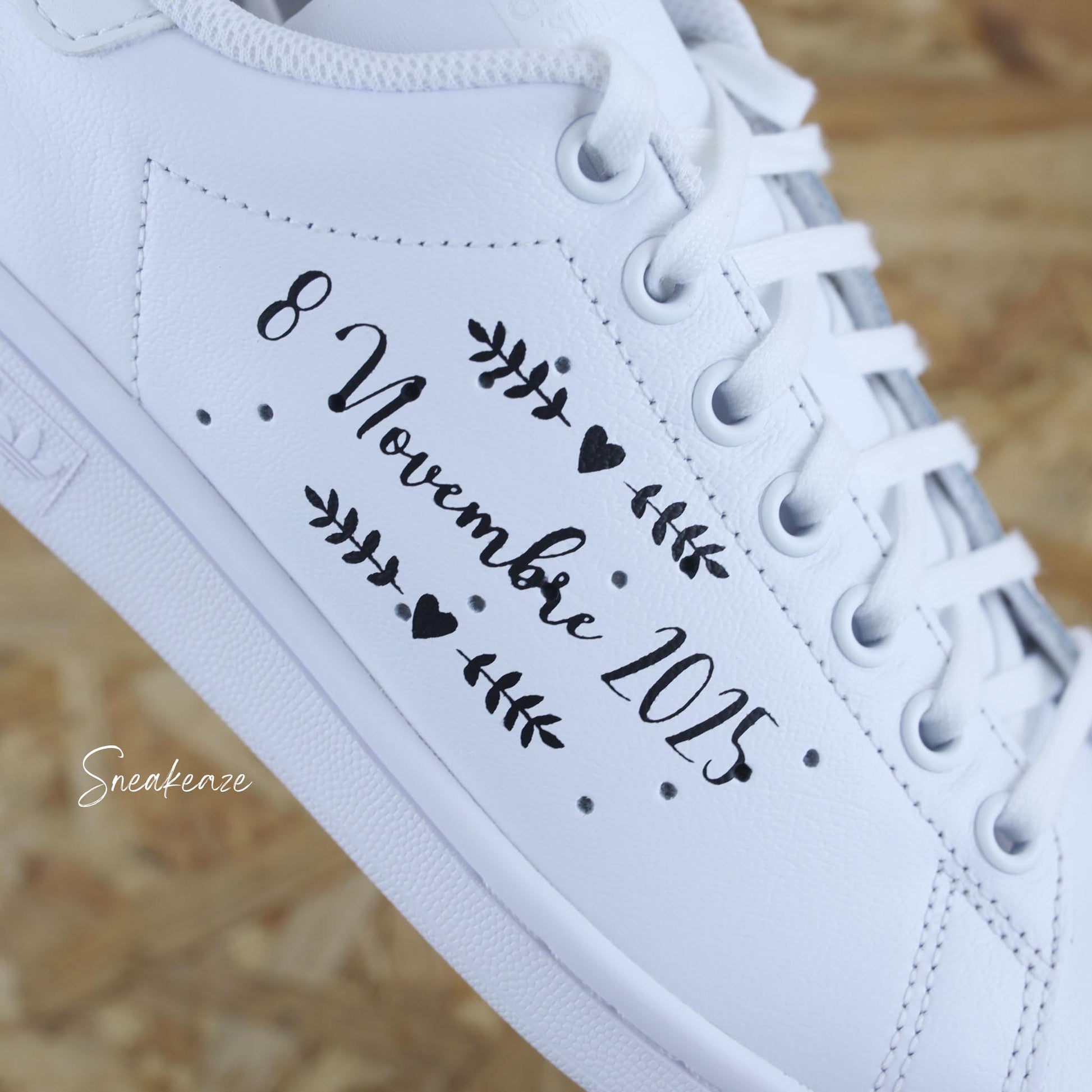 baskets Adidas stan smith custom mariage mr & mrs wedding sneakeaze customs skz