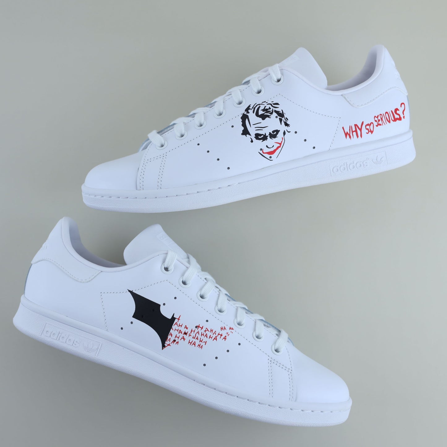 baskets Adidas Stan smith customs joker et batman de l'univers DC Comics - sneakeaze customs