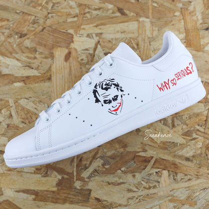 baskets Adidas Stan smith customs joker et batman de l'univers DC Comics - sneakeaze customs