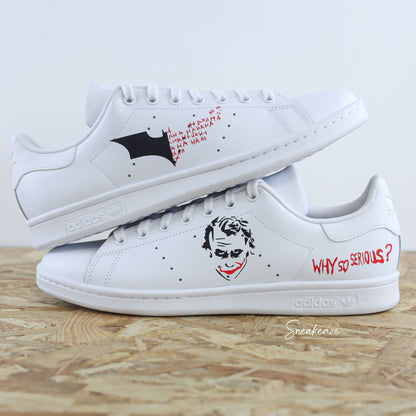 baskets Adidas Stan smith customs joker et batman de l'univers DC Comics - sneakeaze customs