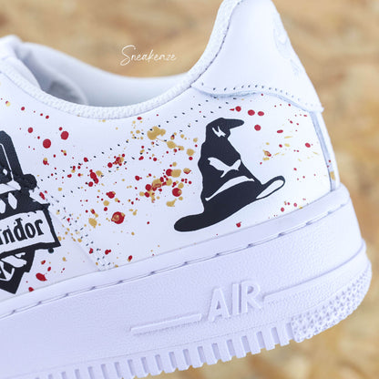 baskets nike Air Force 1 custom gryffondor Harry potter sneakeaze customs skz