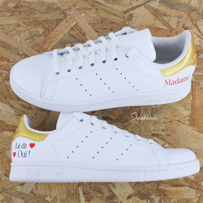 Madame Monsieur doré - Stan Smith custom mariage - SNEAKEAZE CUSTOMS