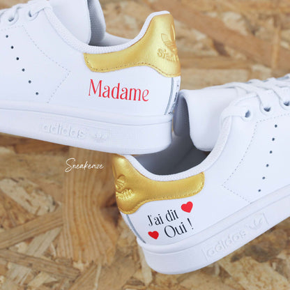 Madame Monsieur doré - Stan Smith custom mariage - SNEAKEAZE CUSTOMS