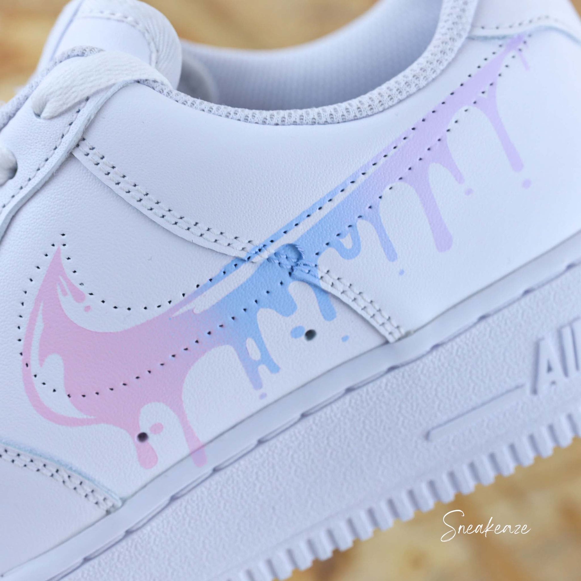 nike air force 1 custom drip  dégradé licorne pastel sneakeaze customs sneakers personnalisées