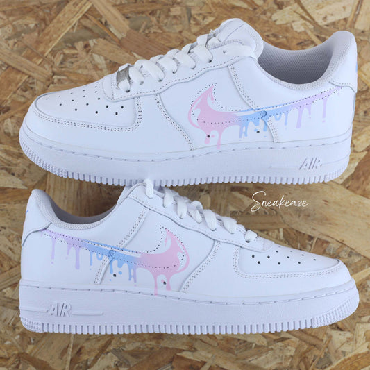 nike air force 1 custom drip  dégradé licorne pastel sneakeaze customs sneakers personnalisées