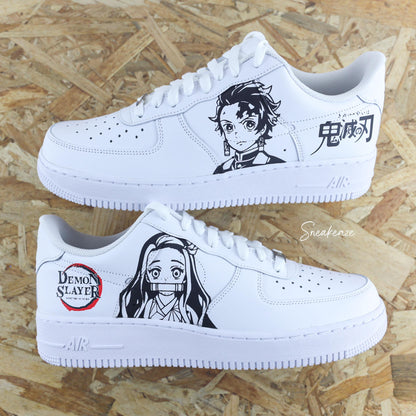 Baskets Nike Air force 1 custom dessin Demon Slayer manga sneakeaze custom