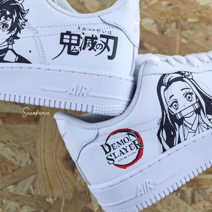 Baskets Nike Air force 1 custom dessin Demon Slayer manga sneakeaze custom