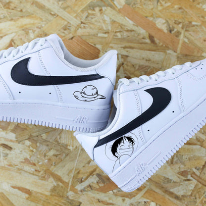 nike air force 1 custom - luffy et son chapeau manga one piece - Sneakeaze customs SKZ
