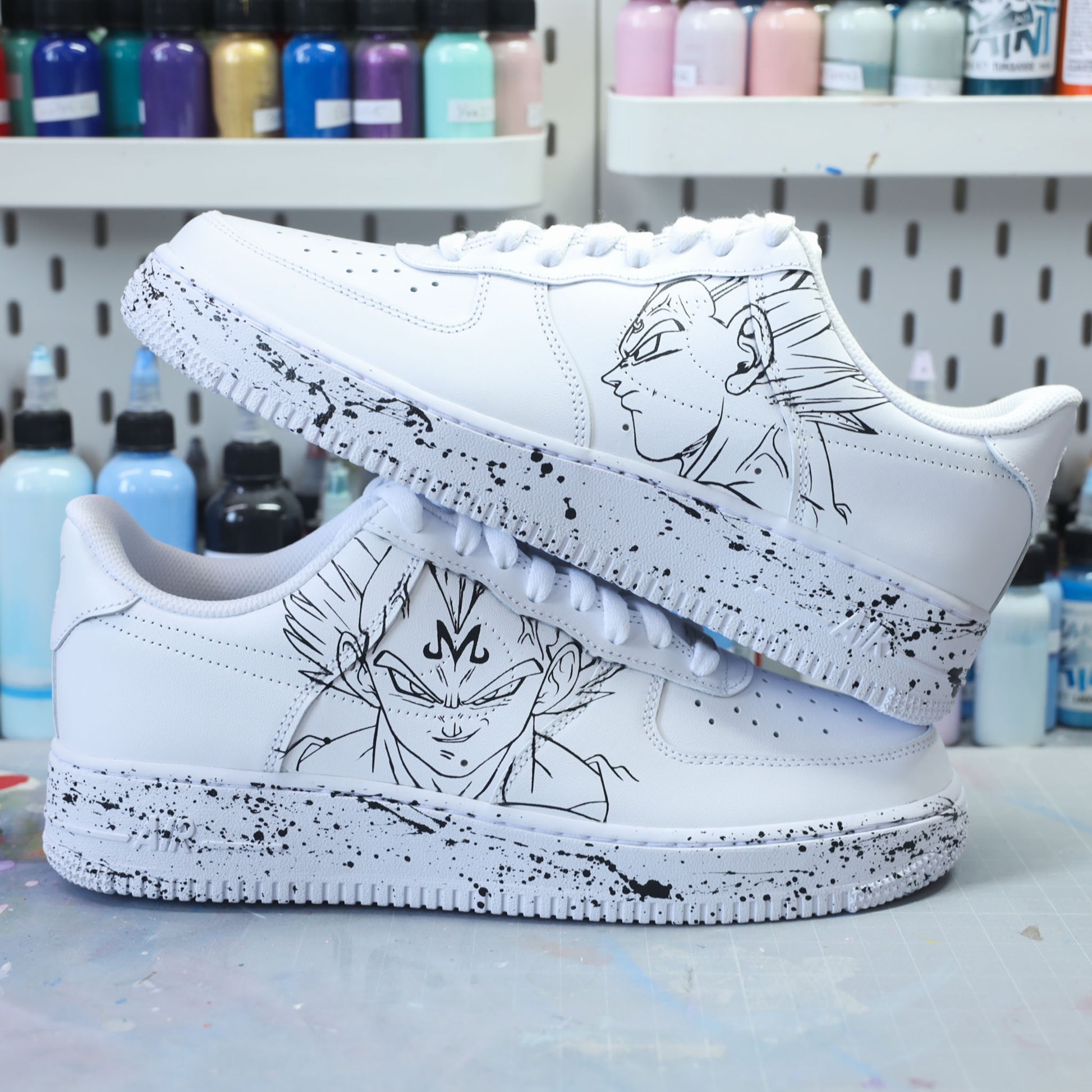 Baskets Nike Air Force 1 custom - majin vegeta - baskets personnalisées manga animé japonais dragonball Z - dbz