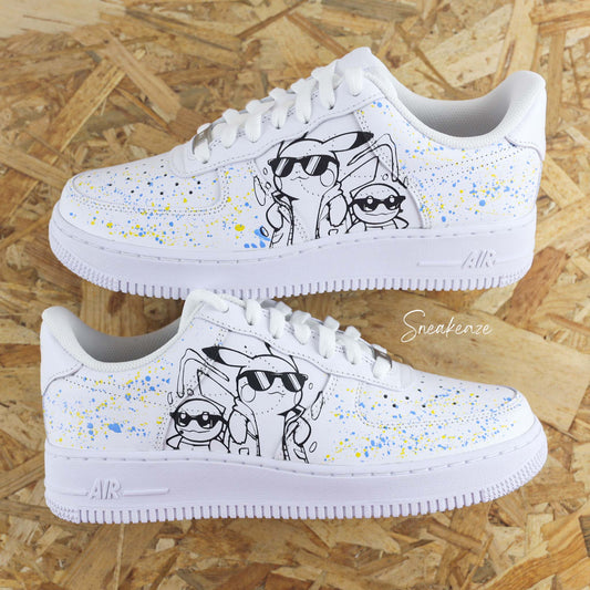 Baskets Nike Air force 1 Pokémon peint à la main sur les côtés extérieurs avec splash sneakeaze customs