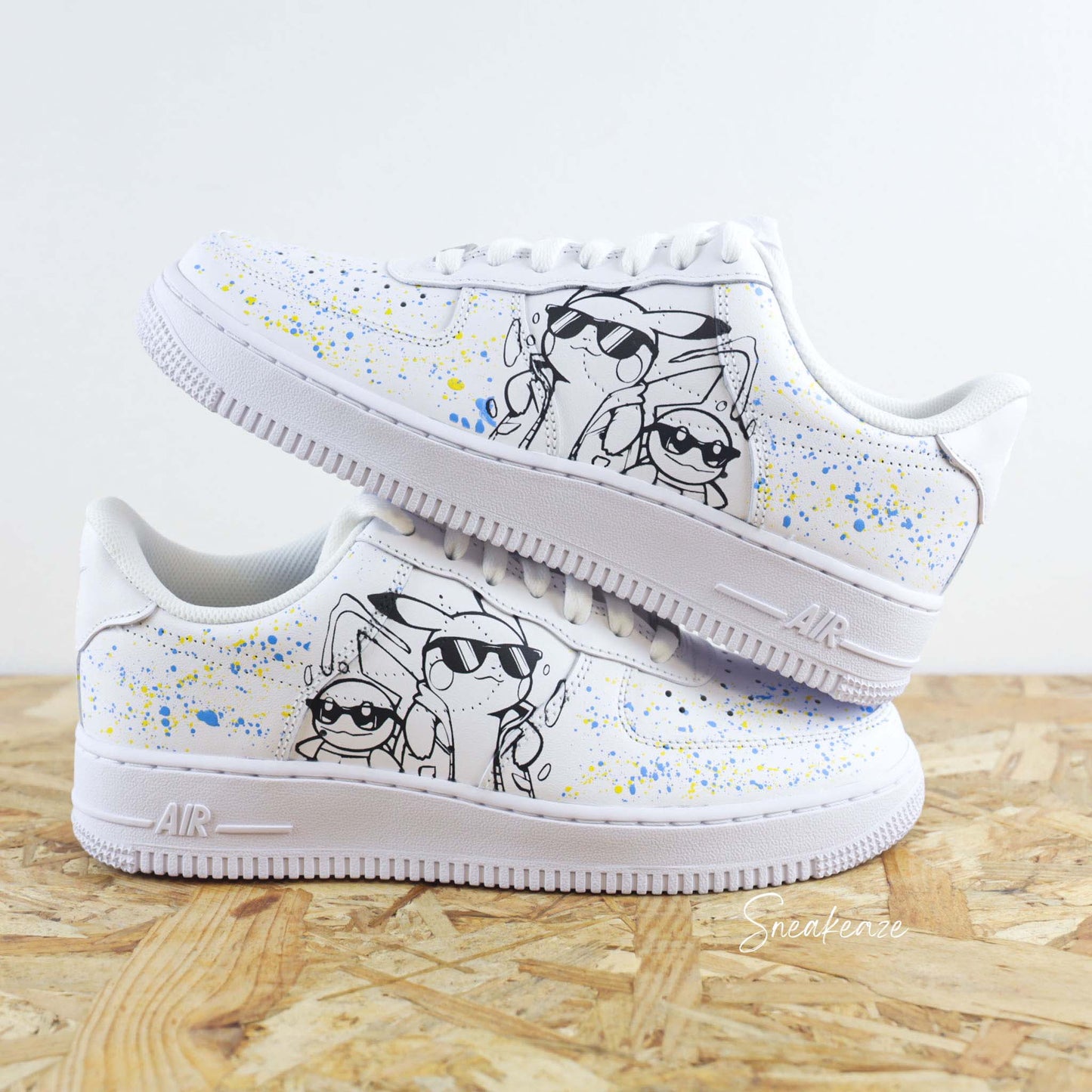 Baskets Nike Air force 1 Pokémon peint à la main sur les côtés extérieurs avec splash sneakeaze customs