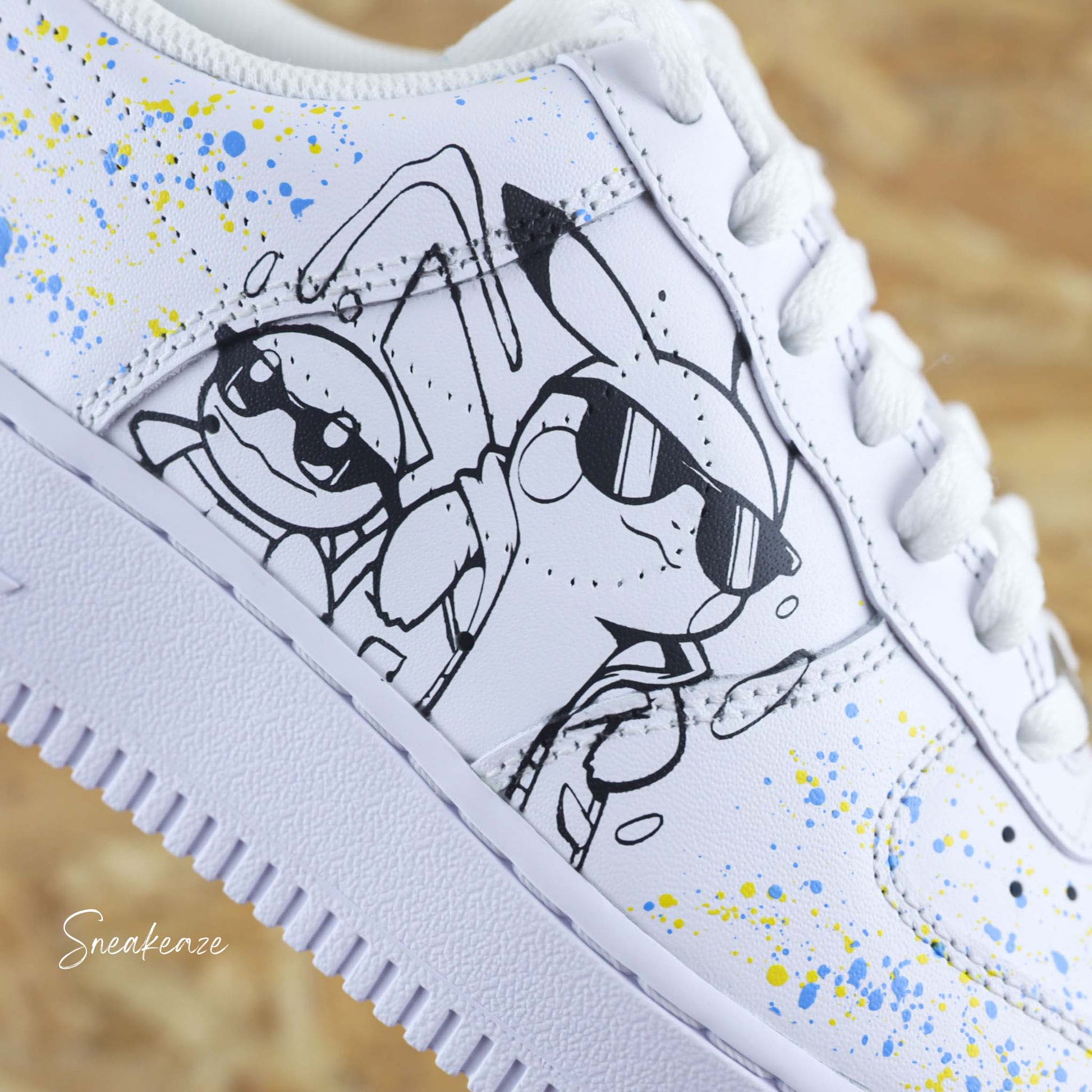 Baskets Nike Air force 1 Pokémon peint à la main sur les côtés extérieurs avec splash sneakeaze customs