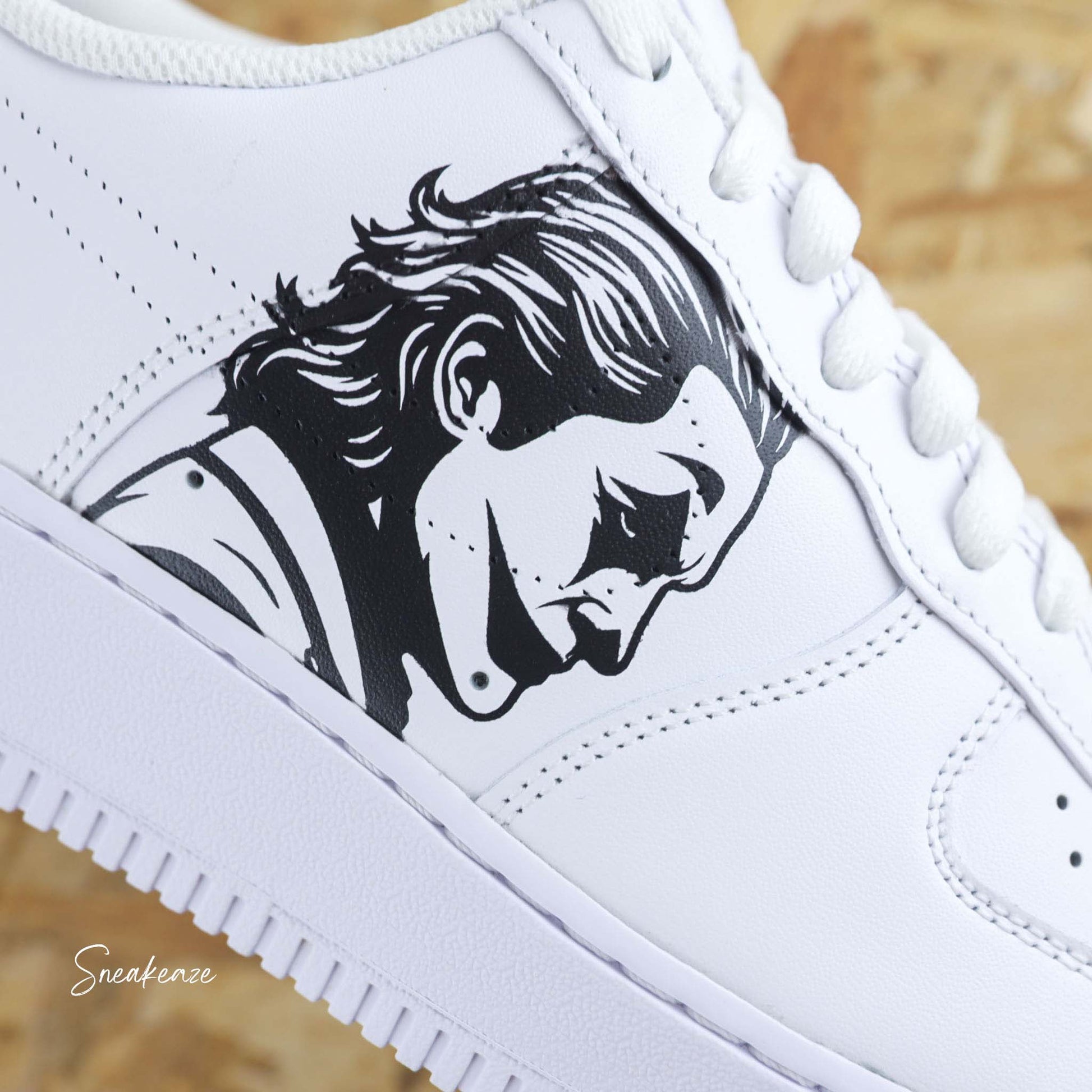 baskets nike Air force 1 personnalisées - sneakers custom batman splash DC comics le joker sneakeaze skz custom