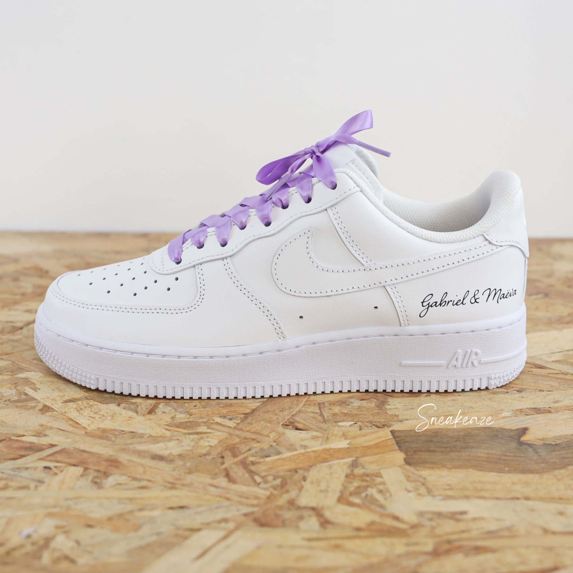 Lacets Ruban accessoires de baskets nike air force 1 custom pour mariage