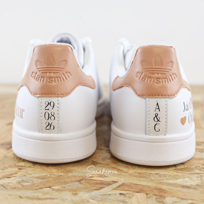 baskets Adidas stan smith mariage personnalisées - wedding day personnalisation prénoms des futurs mariés et initiales sur le thème de l'amour - sneakeaze customs skz