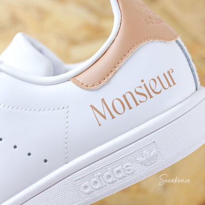 baskets Adidas stan smith mariage personnalisées - wedding day personnalisation prénoms des futurs mariés et initiales sur le thème de l'amour - sneakeaze customs skz