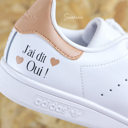 baskets Adidas stan smith mariage personnalisées - wedding day personnalisation prénoms des futurs mariés et initiales sur le thème de l'amour - sneakeaze customs skz