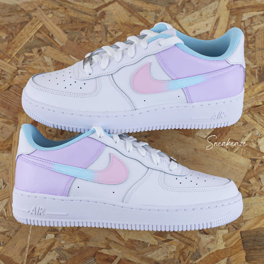 air force 1 custom femme pastel licorne personnalisable et signe nike dégradé – nike personnalisée vanille sneakeaze customs