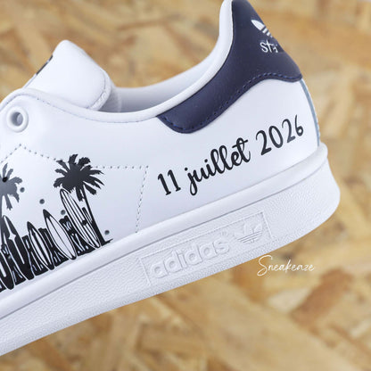 MARIAGE PERSONNALISATION baskets stan smith custom inscription prénom et date palm beach wedding