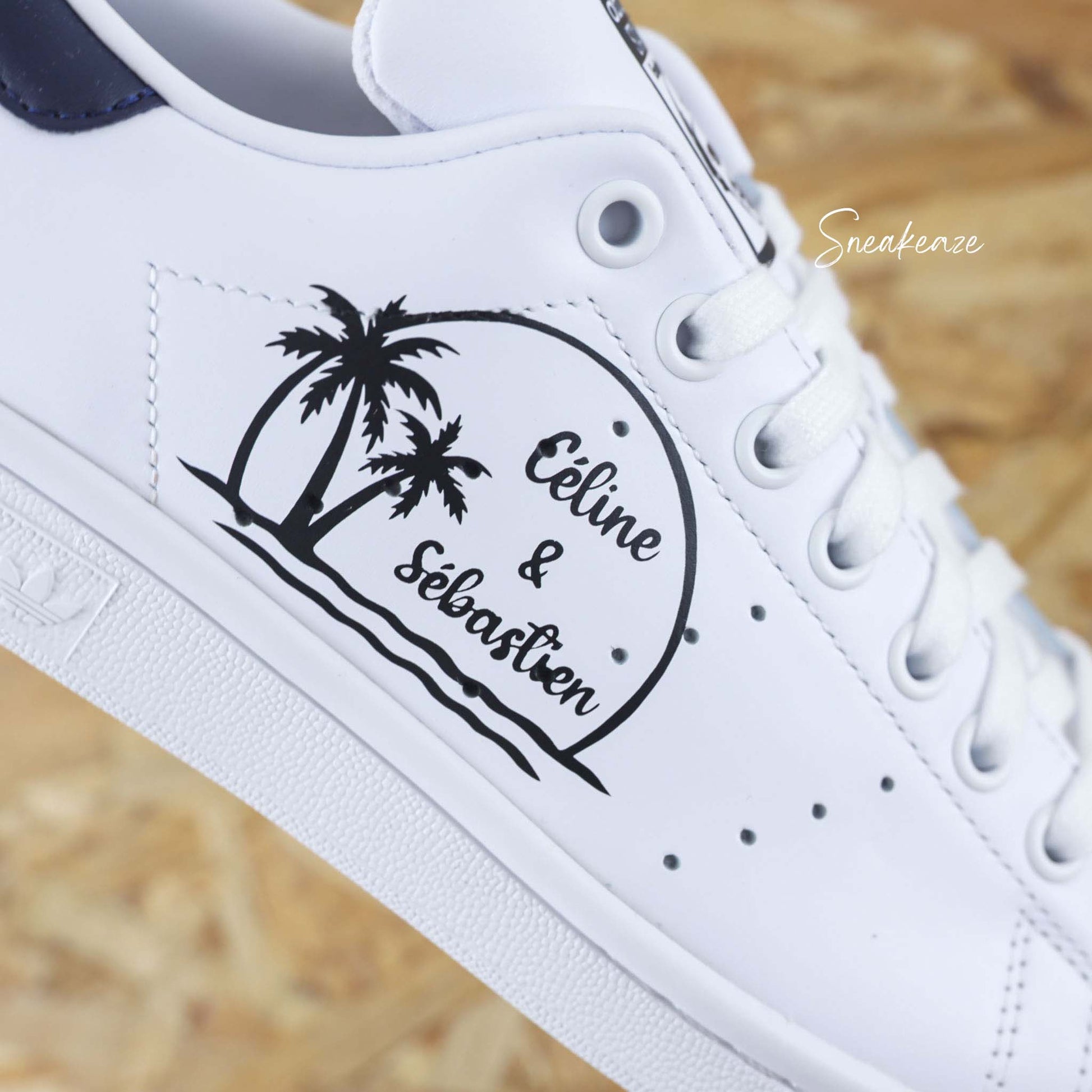 MARIAGE PERSONNALISATION baskets stan smith custom inscription prénom et date palm beach wedding