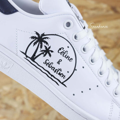MARIAGE PERSONNALISATION baskets stan smith custom inscription prénom et date palm beach wedding