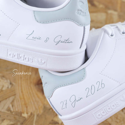 mariage vert de gris - Stan Smith custom mariage - SNEAKEAZE CUSTOMS