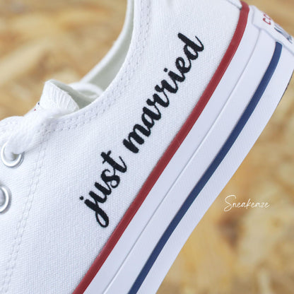 Just Married et date (typographie au choix) - Converse custom mariage