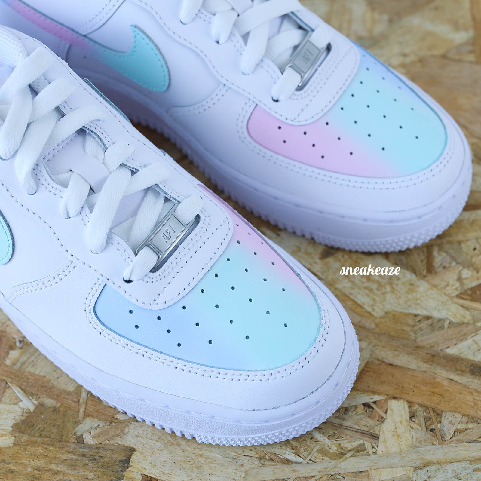 nike air force 1 custom mermaid sirène pastel sneakers af1 sneakeaze customs