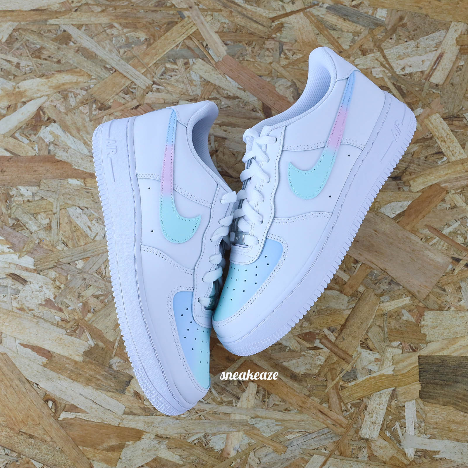 nike air force 1 custom mermaid sirène pastel sneakers af1 sneakeaze customs