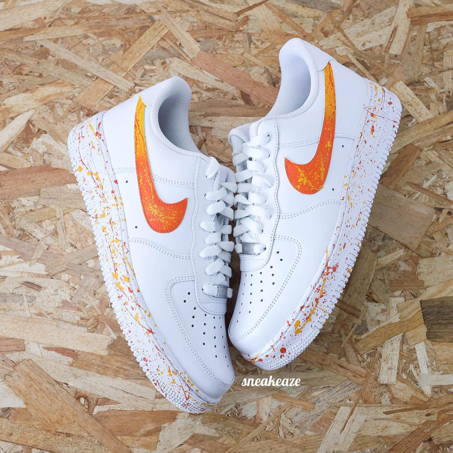 baskets nike air force 1 custom splash orange sneakers af1 sneakeaze