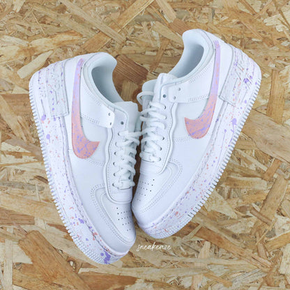 baskets nike air force 1 shadow custom splash pastel rose et lila sneakers af1 sneakeaze