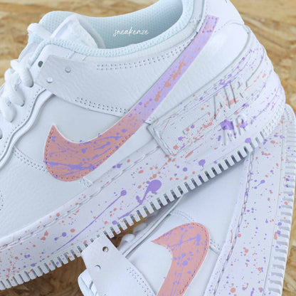 baskets nike air force 1 shadow custom splash pastel rose et lila sneakers af1 sneakeaze