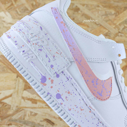 baskets nike air force 1 shadow custom splash pastel rose et lila sneakers af1 sneakeaze