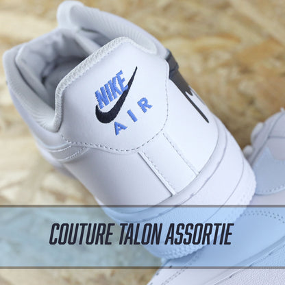 nike air force 1 custom swoosh drip dégradé pastel sneakers bleu marine pour femme et enfant AF1 personnalisé basket peint à la main 