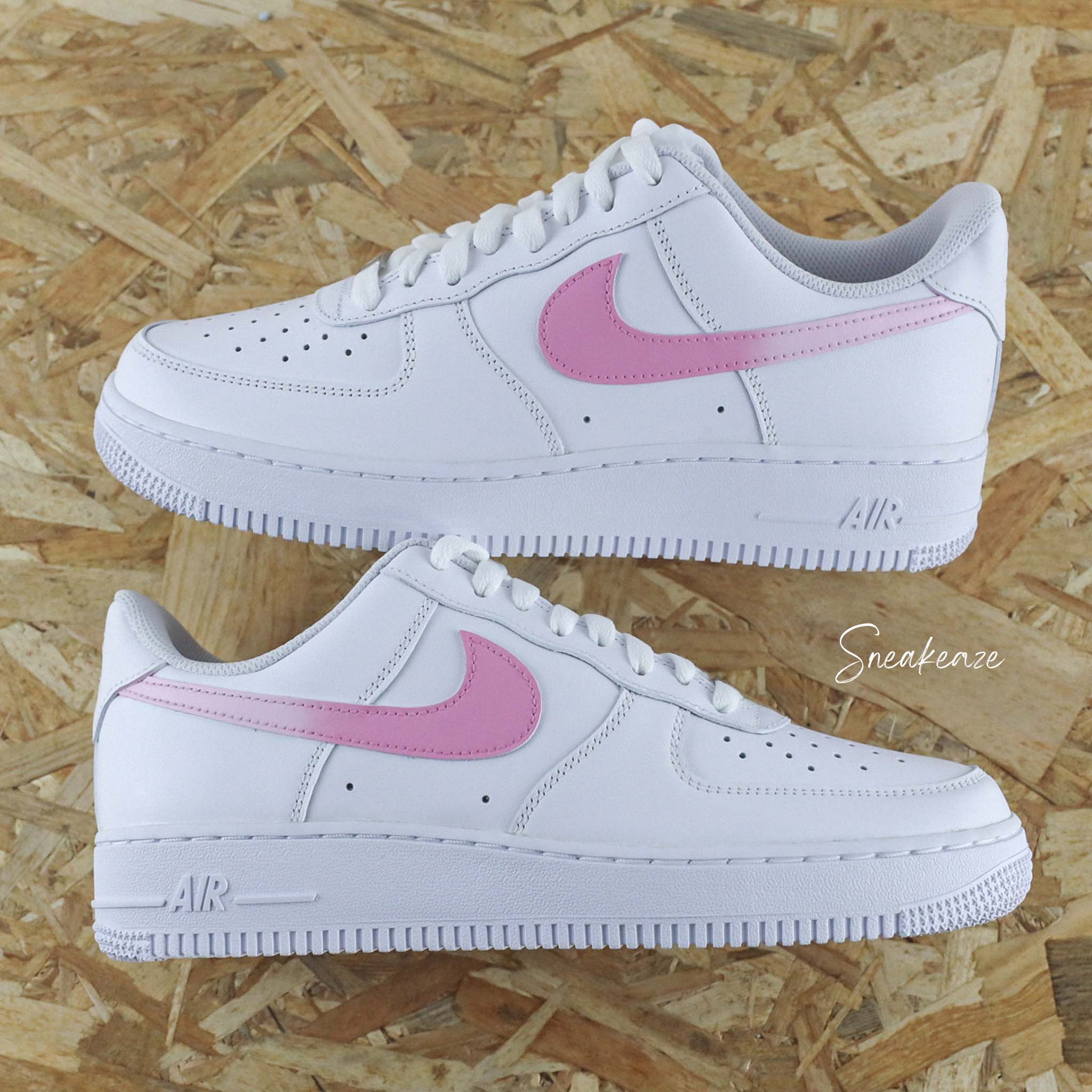 Nike Air Force 1 custom Swoosh degrade rose SNEAKEAZE CUSTOMS