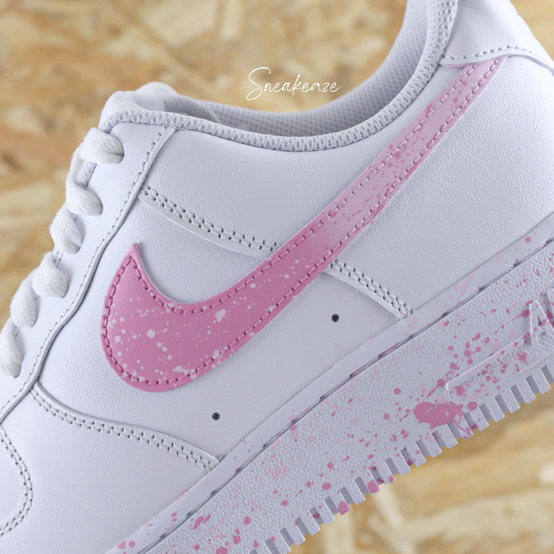 baskets nike air force 1 custom splash dégradé rose baby pink sneakers af1 sneakeaze