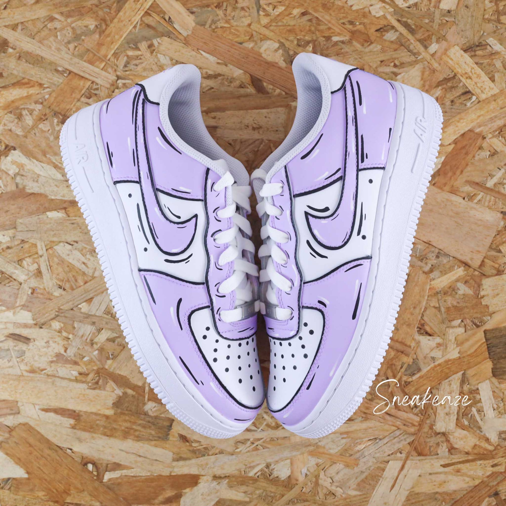 nike air force 1 cutom sketch lila violet pastel cartoon art dessin sneakers af1