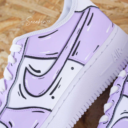 nike air force 1 cutom sketch lila violet pastel cartoon art dessin sneakers af1