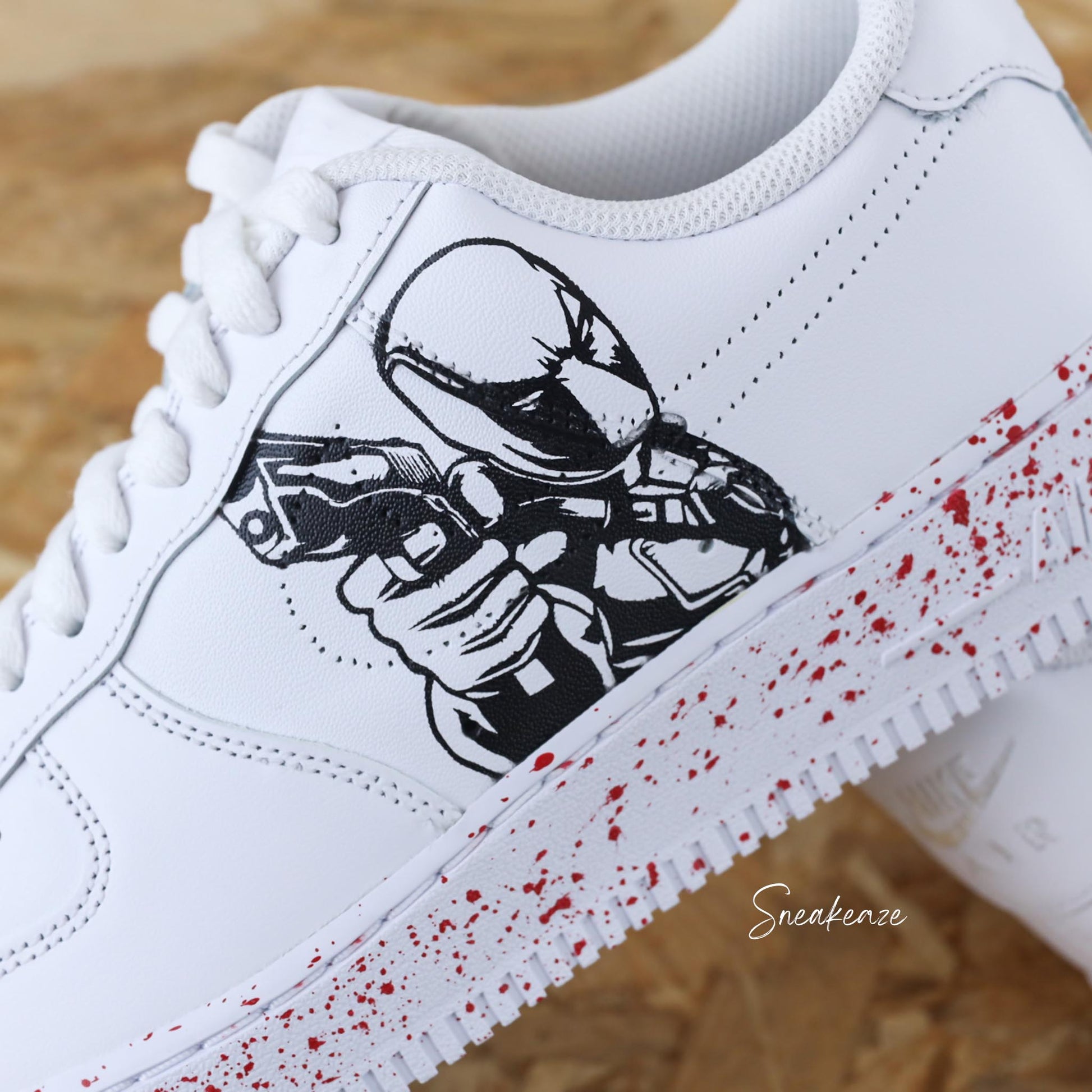 Nike Air Force 1 custom - Deadpool - Marvel baskets personnalisées sur mesure pour homme et femme