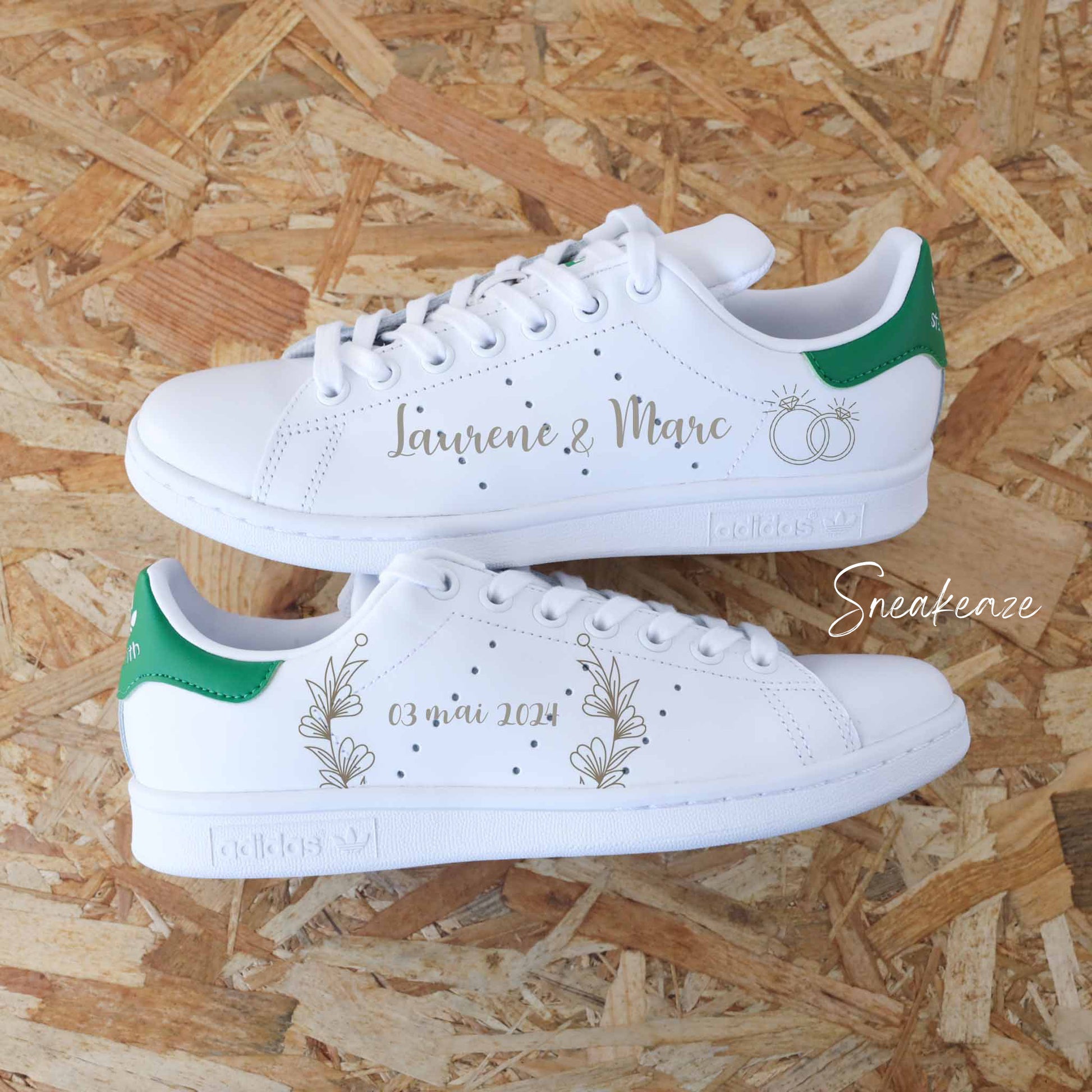 Wedding Custom baskets adidas stan smith personnalisation mariage wedding unisexe peinte à la main sneakeaze customs skz