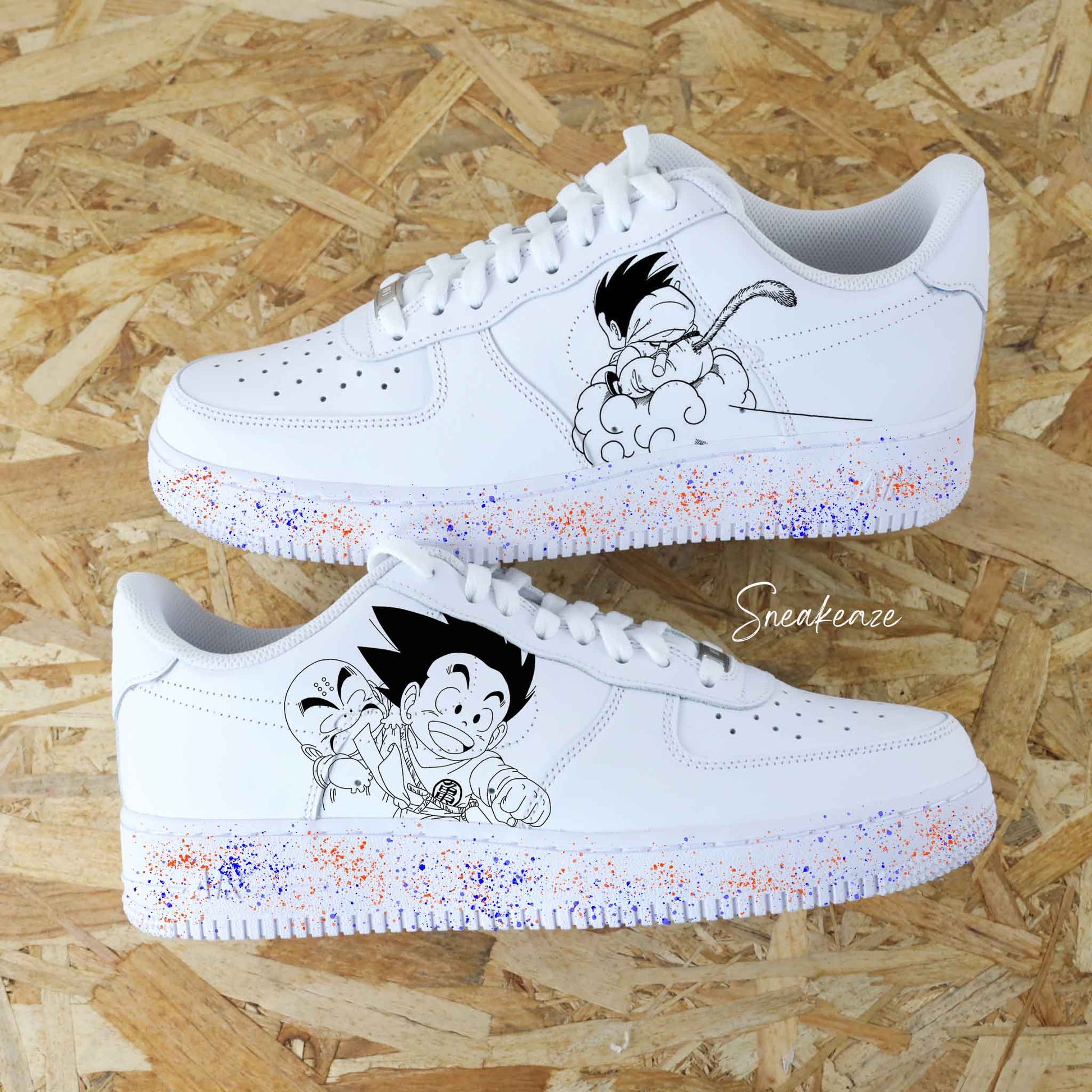 Nike Air Force 1 Custom manga personnage peint à la main Goku - sneakers personnalisé AF1 unisexe dessin japon dragonballZ 