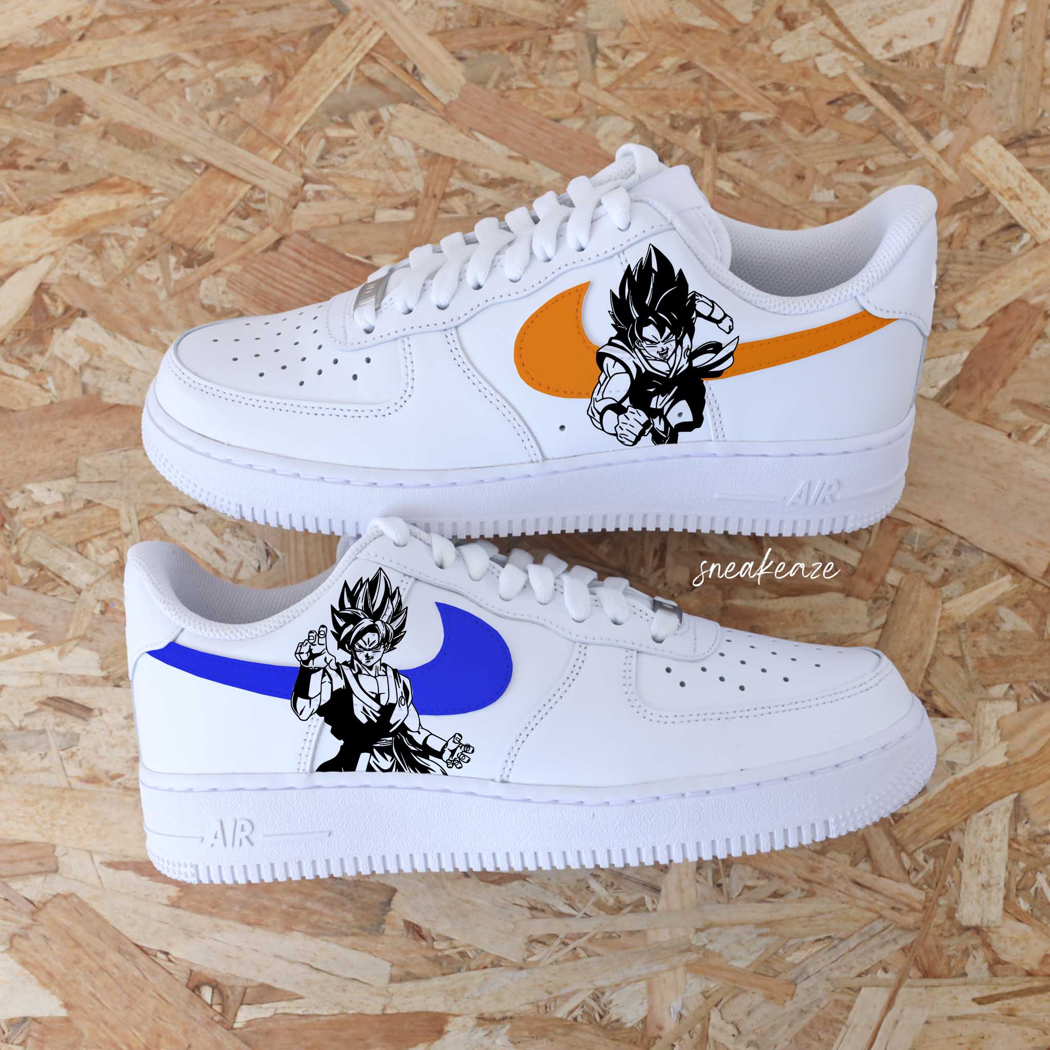 baskets personnalisees Nike air force 1 custom goku dbz swoosh SNEAKEAZE CUSTOMS