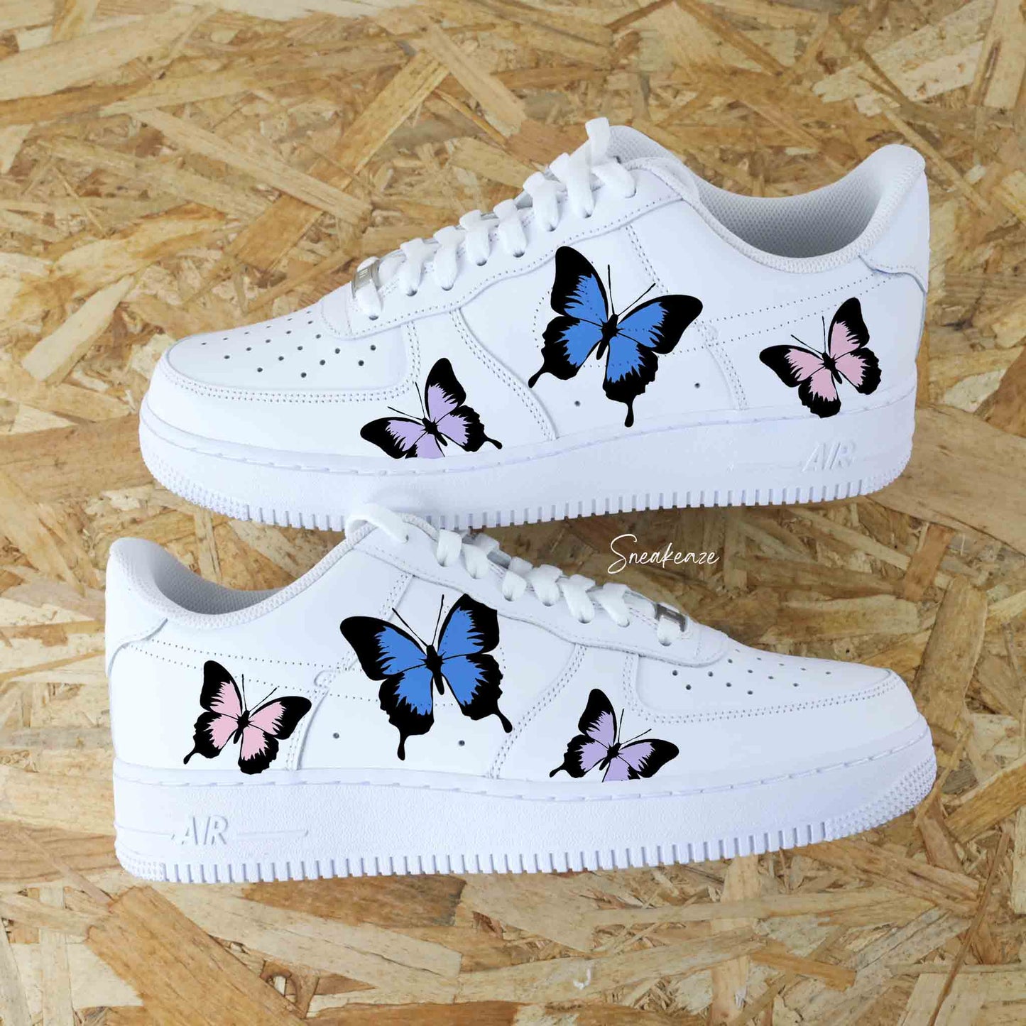 nike air force 1 custom papillons pastel peint à la main sneakers sneakeaze
