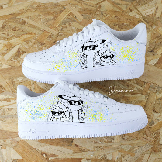 Baskets Nike Air force 1 Pokémon peint à la main sur les côtés extérieurs avec splash sneakeaze customs