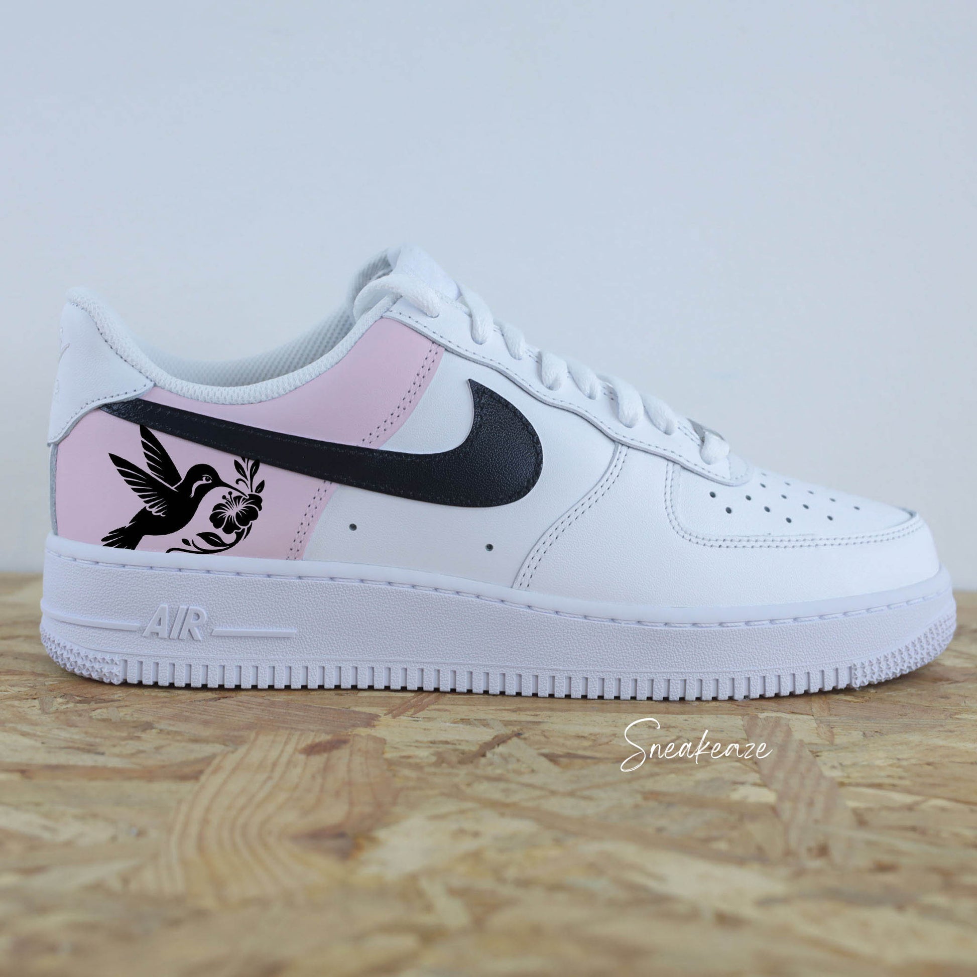 air force 1 custom fleurs et colibri peinture artisanale