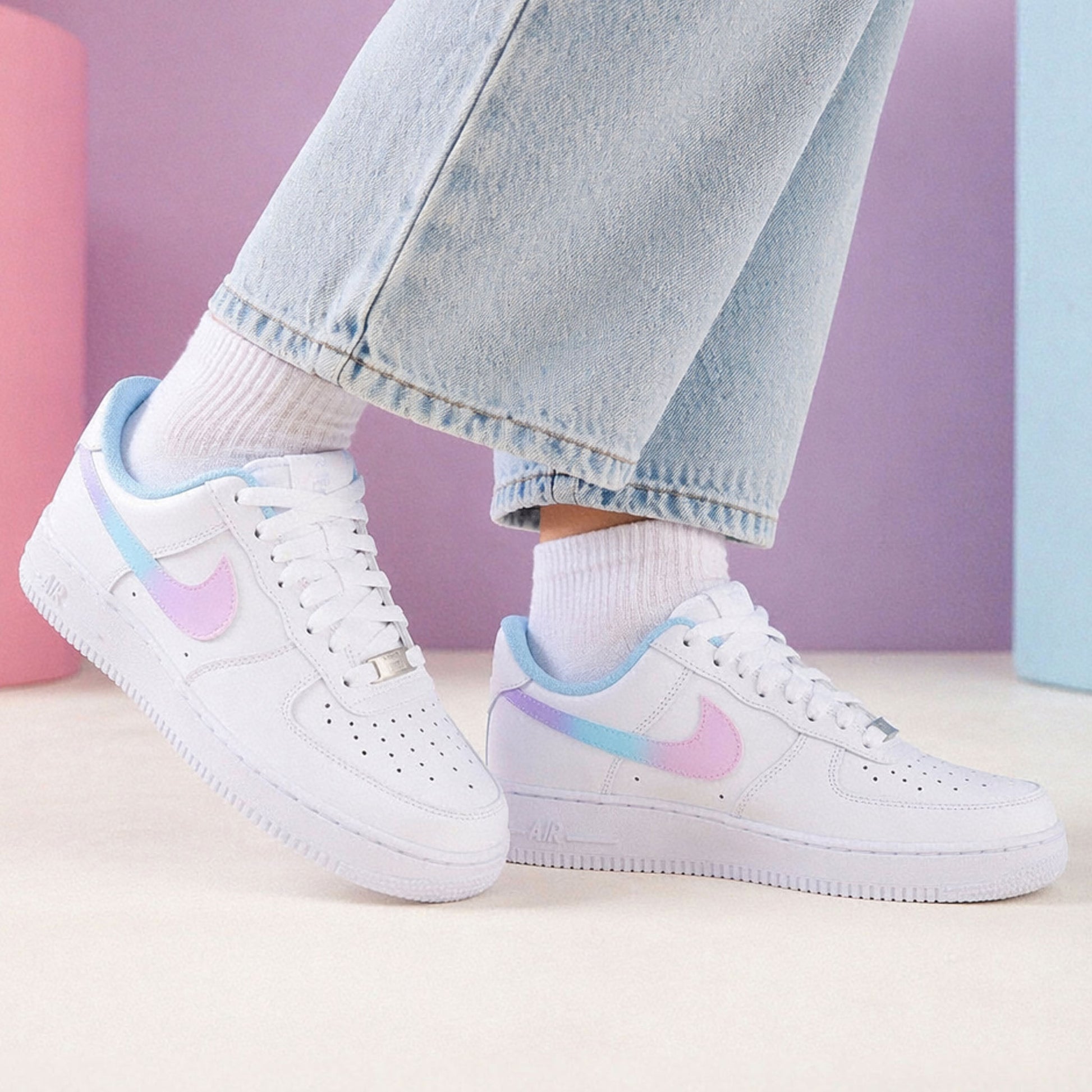 nike air force 1 custom lila violet pastel sneakers af1 sneakeaze customs skz